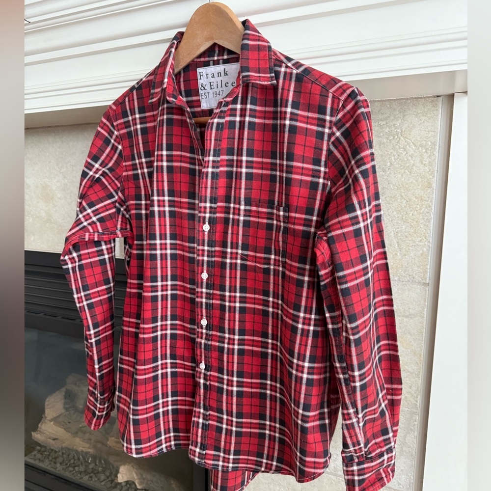 Frank & Eileen red and black plaid button up shirt XS - Picture 5 of 10